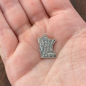 Vintage Bell Trading Post 925 Sterling Silver Minnesota State Map Pendant Charm